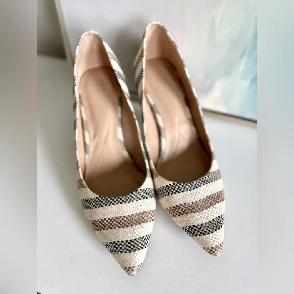 ALFANI Womens Coral Woven Padded Jeules Pointed Toe Stiletto Slip On Pumps - Picture 2 of 5